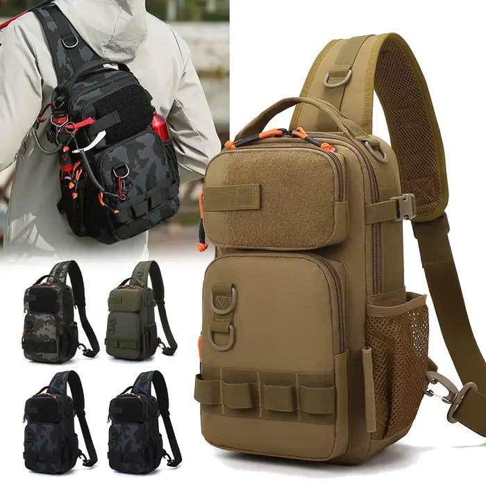 Sac à dos multifonction pour leurres de pêche avec porte-cannes et système MOLLE - Randonnée