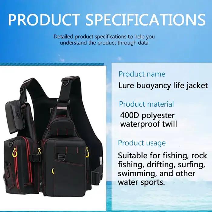 Gilet de sauvetage multifonction pêche - Gilet de sécurité avec poches pour matériel de pêche