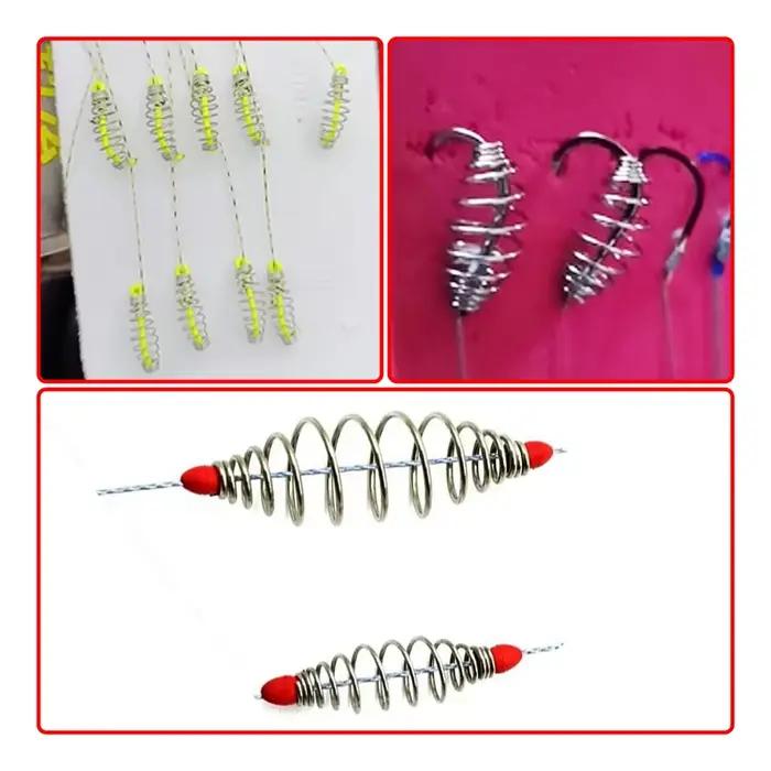 100 hameçons carpe à ressort barbelés swivels rigs hair combi pour pêche explosion montages