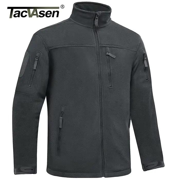 Veste de pêche hiver TACVASEN polaire à fermeture - Veste chaude pêche randonnée avec poches zippées