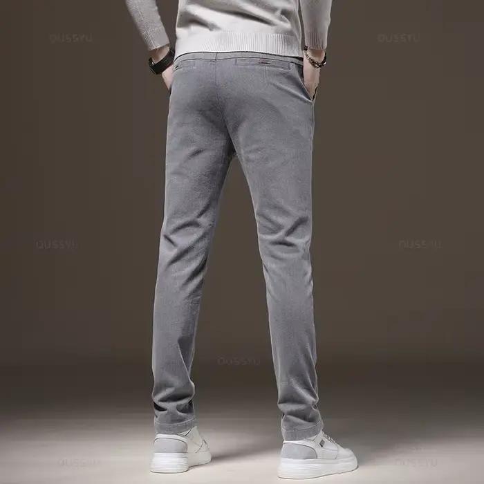 Pantalon cargo stretch MINGYU homme - Coupe slim coton épais pêche automne hiver