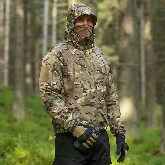 Veste camouflage hiver 5XL 6XL homme imperméable - Soft shell tactique multicam coupe-vent polaire
