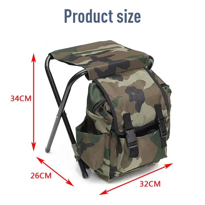 Tabouret pliant camouflage pêche 100kg capacité avec sac à dos pour camping côtier