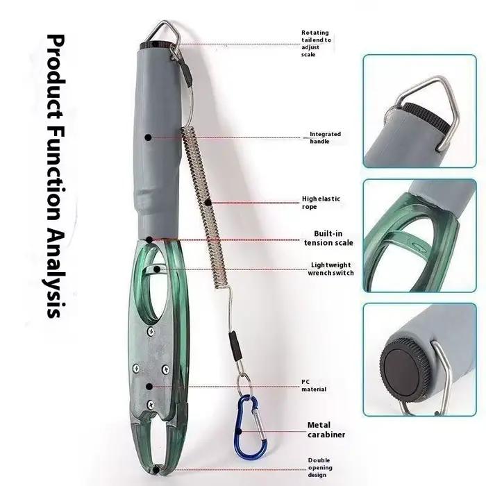 Pince à lèvres pêche alliage aluminium avec balance intégrée pour pesée et prise des poissons