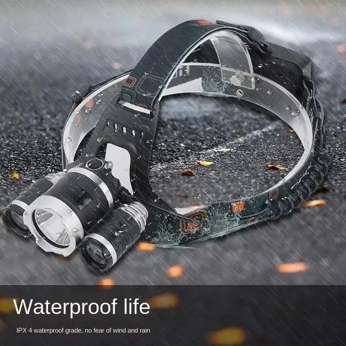 Lampe frontale double batterie 18650 étanche - Rechargeable USB pour pêche camping autonomie longue