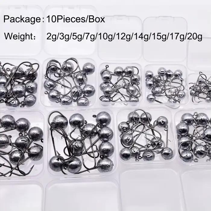 Hameçons MrLurion pour leurres souples, têtes rondes de 2g à 20g pour la pêche du bass