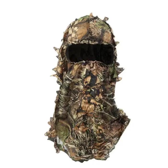 Masque visage camouflage 3D feuille d'érable ghillie pour pêche chasse accessoire tête discrétion complète