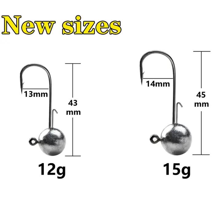Lot de 10 hameçons plombés tête ronde anti-herbe 1g à 20g pour pêche aux leurres souples