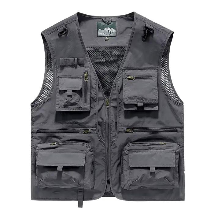 Veste de pêche respirante homme avec multiples poches pour le loisir en extérieur