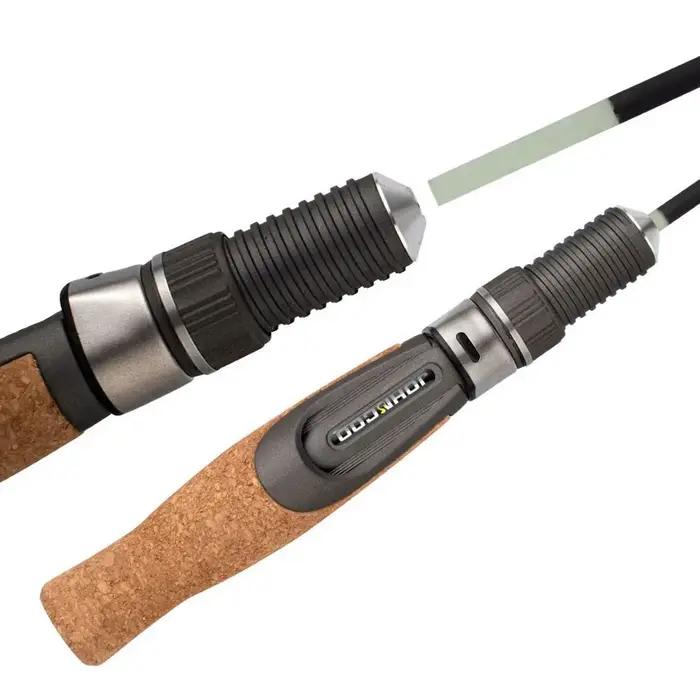 Canne à pêche sur glace 50cm avec pointe souple et manche liège - Qualité fibre de verre premium