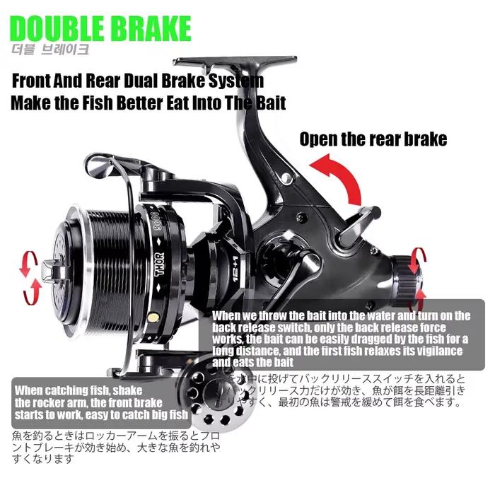 Moulinet carpe spinning drag double 27kg 12+1BB pour pêche mer et eau douce universel