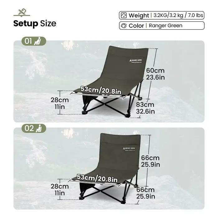 Chaise de camping OneTigris Rivirea ergonomique pliante inclinable pour pêche randonnée plage détente