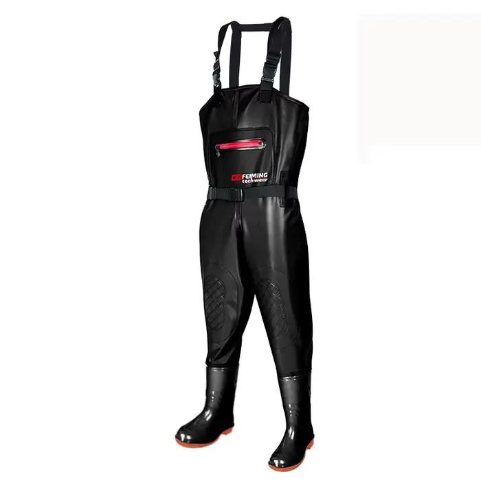 Waders pêche PVC léger 3kg - Combinaison leurre noire unisexe avec bottes intégrées étanches