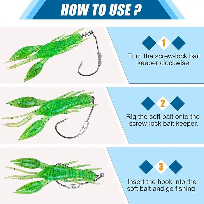 10 hameçons jig crank offset pour truite bass - montage texas rig leurres vers