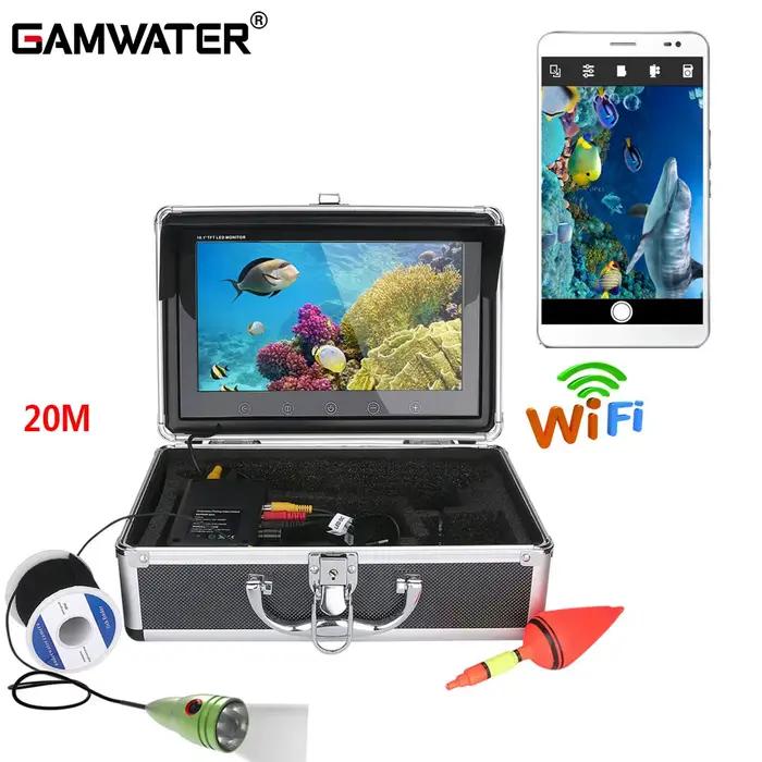 GAMWATER Kit caméra vidéo sous-marine wifi 10 pouces pour iOS Android 20m 30m 50m 1000tvl pêche