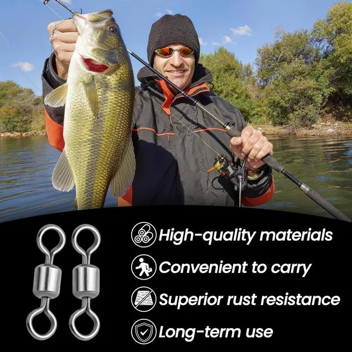 Lot de 25 à 100 émerillons pêche acier inoxydable, connecteur ligne et anneaux solides pour montages