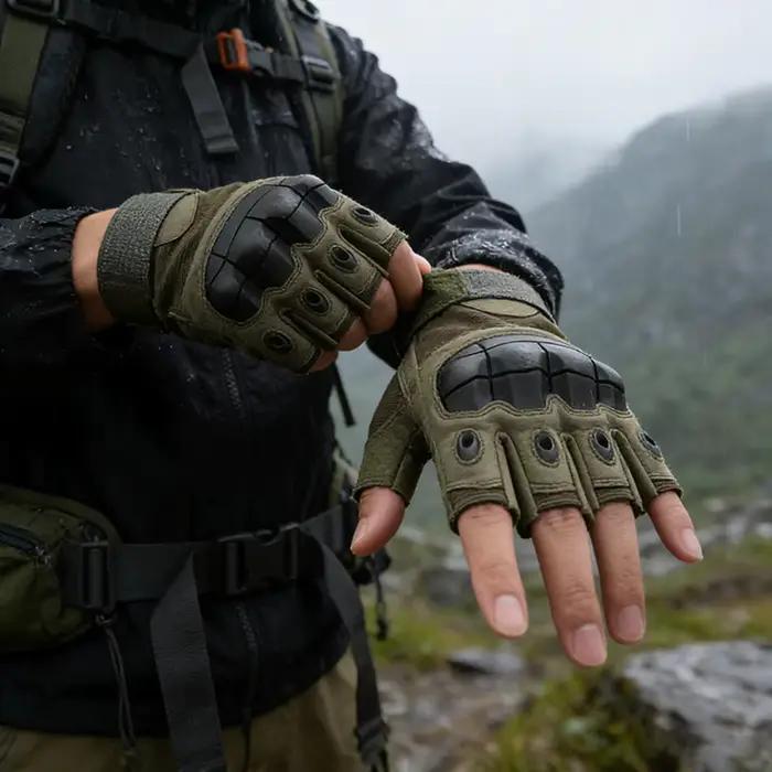 Gants tactiques mi-doigts mesh respirants pour pêche estivale et activités nautiques légères