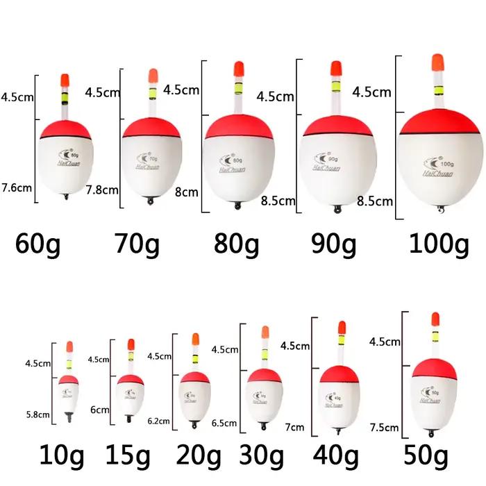 Flotteur de pêche lumineux pour nuit avec lest réglable de 10g à 100g en mousse EVA
