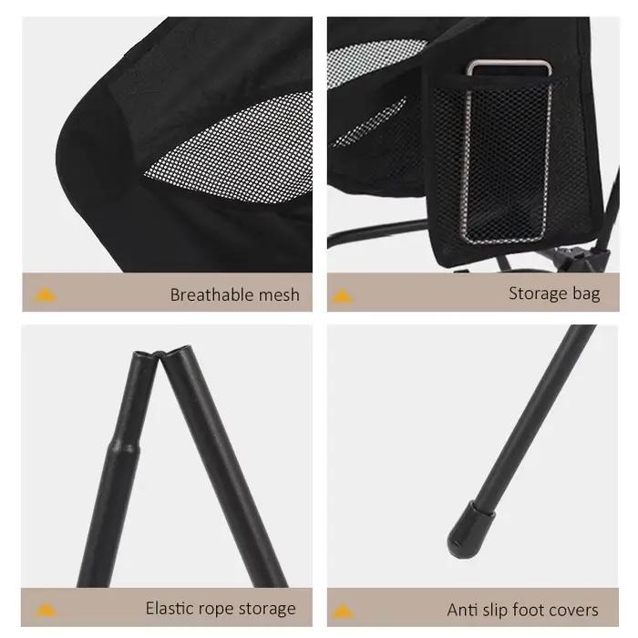 Chaise pliante carrée stable à 4 pieds pour pêche sur terrain accidenté et berges instables