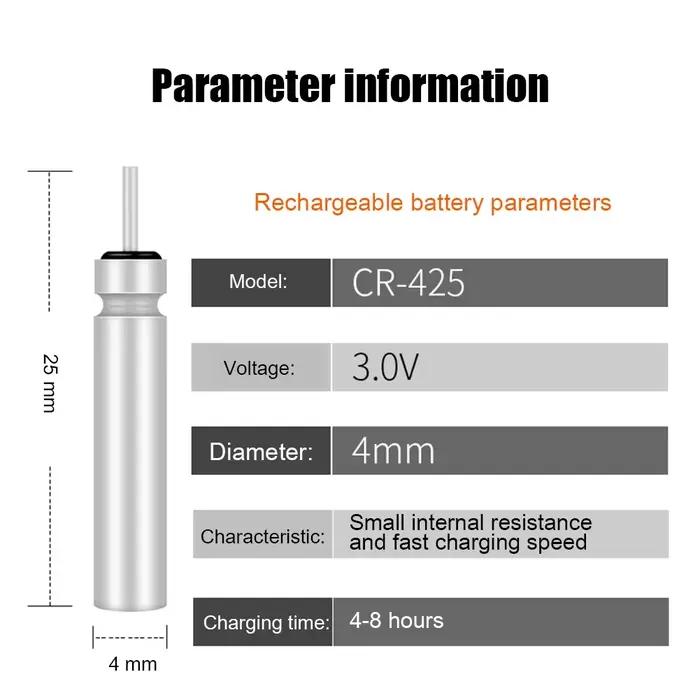 Flotteur électrique lumineux rechargeable USB pêche de nuit batterie CR425 3.7V set bouée