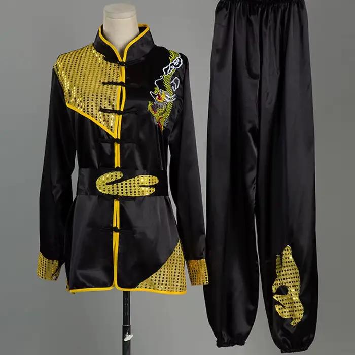 Uniforme de Wushu Kungfu chinois - Costume Taolu brodé dragon pour hommes femmes enfants