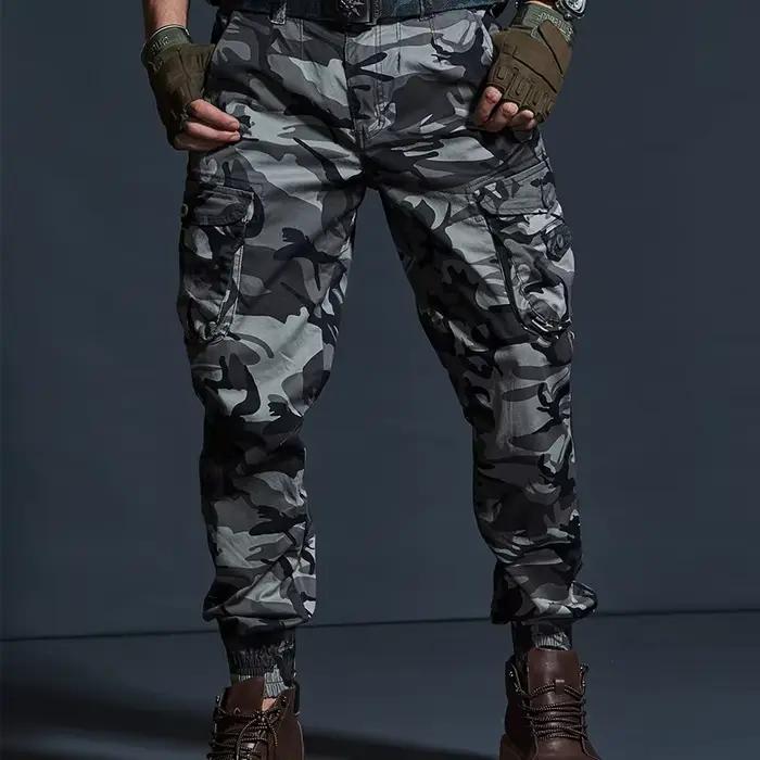 Pantalon cargo camouflage kaki qualité premium pêche - Style militaire multi-poches homme fashion