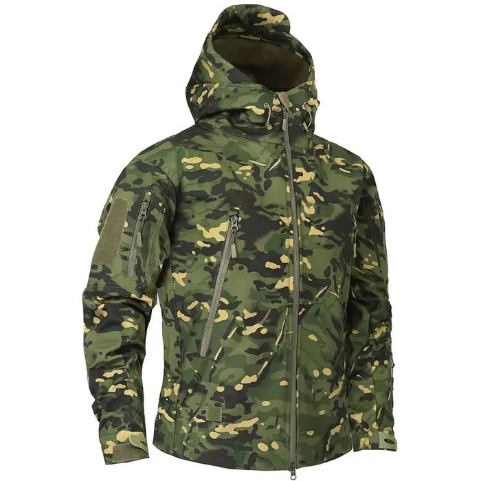 Veste tactique shark skin softshell multicam imperméable polaire pour pêche outdoor grande taille