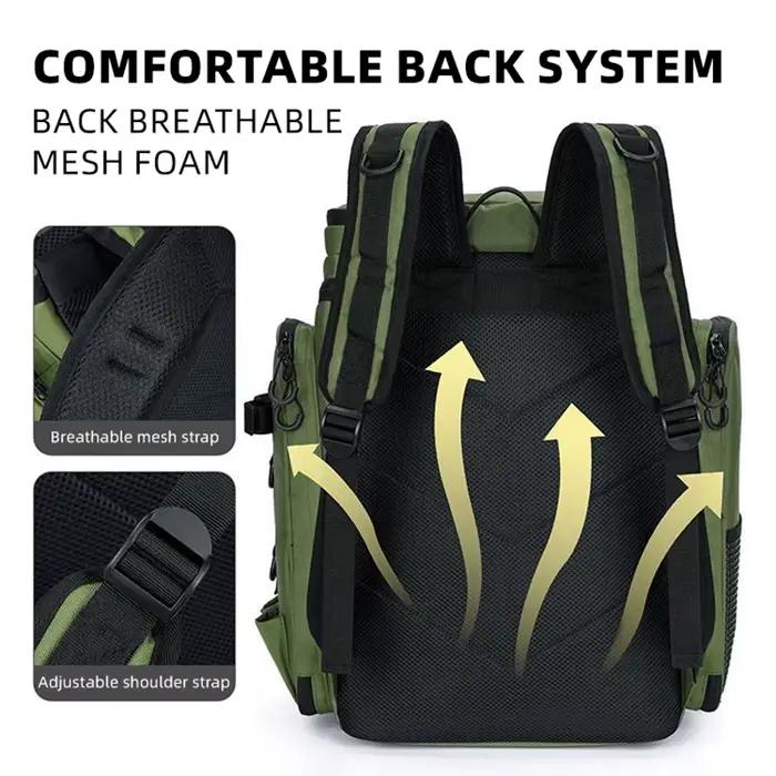 Sac à dos de pêche avec porte-cannes - Rucksack multifonction pour matériel de pêche et randonnée