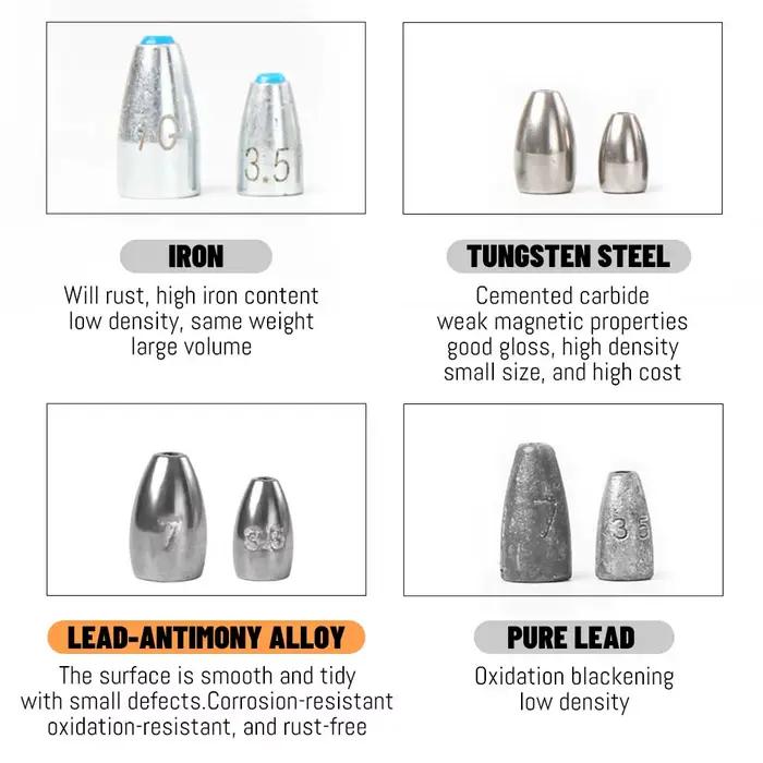 Plombs bullet acier ZUKIBO 20/30 pièces - Plombs pour Texas rig Carolina rig pêche leurres souples