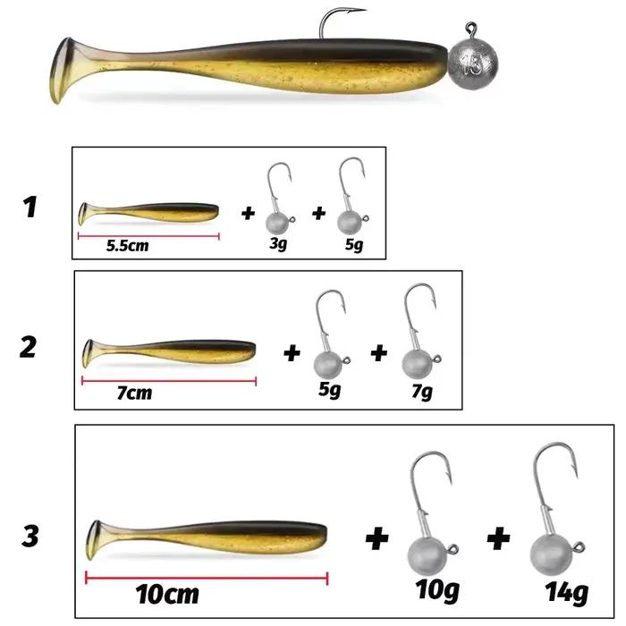 50 leurres métalliques jig de 3g à 14g pour pêche verticale - Kit complet avec têtes plombées et hameçons