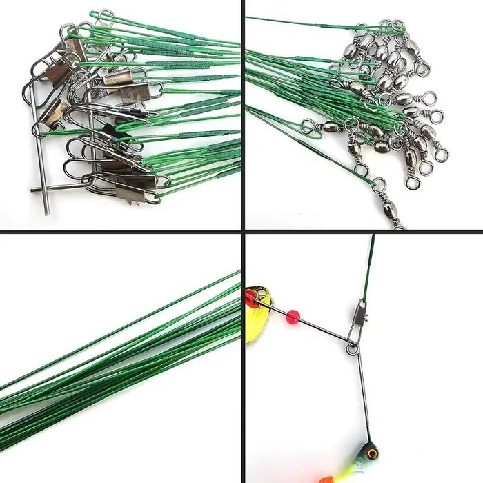 Ligne de pêche en acier inoxydable anti-dent avec émerillon, bas de ligne résistant carnassiers brochets sandres