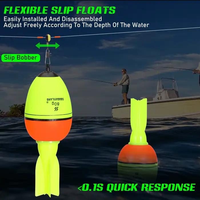 Flotteurs lumineux Sougayilang forme fusée 2 pièces, 6 tailles, mousse haute densité pour pêche avec lest