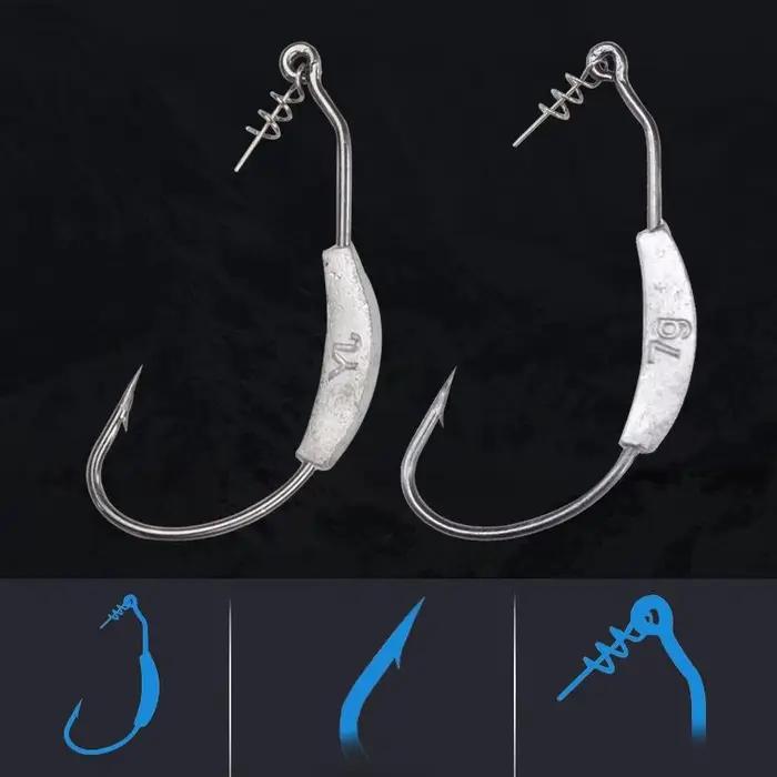 5 hameçons offset PRO BEROS plombés - Pour Texas rig et leurres souples carnassiers