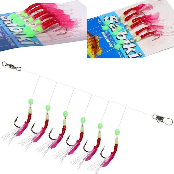 3 packs Sabiki rigs pêche mer 8-15# avec perles lumineuses - montages appâts vifs pour maquereau et poissons fourrage