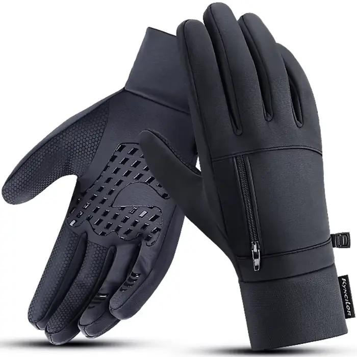 Gants vélo hiver homme étanches - Gants sports neige touchscreen windstop waterproof pour cyclisme hivernal