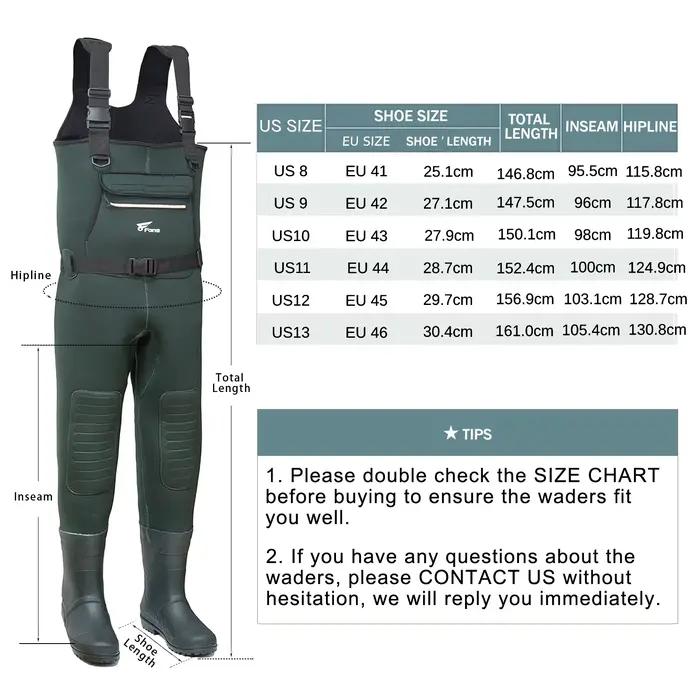 Waders de pêche néoprène 5mm avec bottes intégrées, 100% étanches et semelle crampons pour homme, idéales