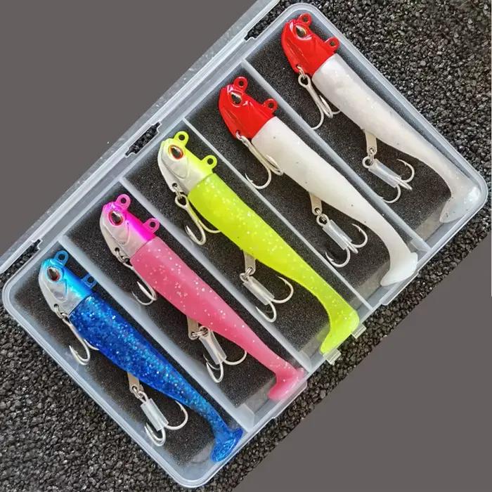 Leurre souple lumineux 24g 105mm pour bar et daurade, leurre de pêche 5 pièces appât artificiel glow