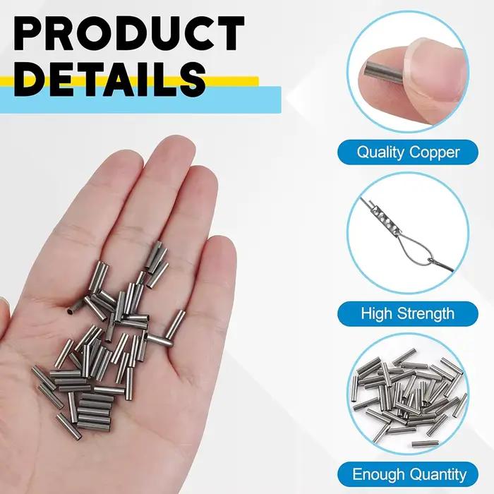 Kit 100 manchons de sertissage pour câble pêche - Barrel crimp sleeves 1.0-3.2# pour montages acier