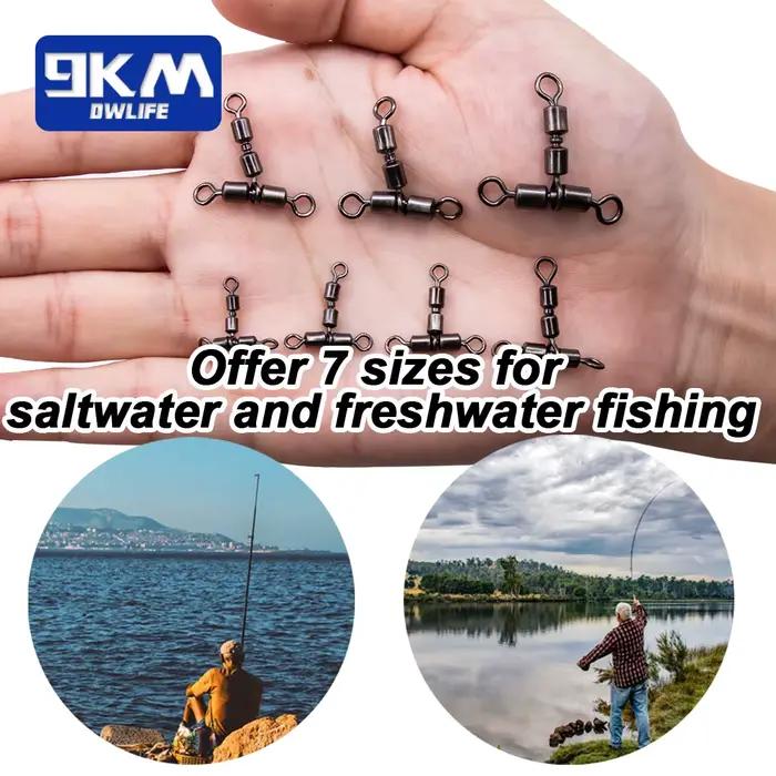 3 Way Fishing Swivels 15-30Pcs - Double Rolling Swivels T-Shape Triple pour Pêche en Mer et Rivière