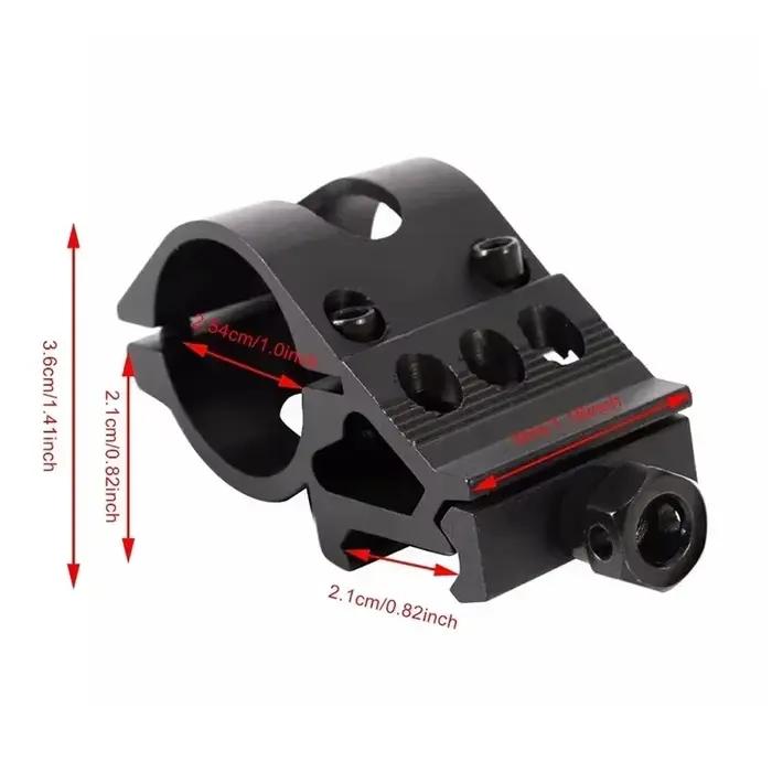 Support déporté lampe 25.4mm - Montage rapide 45° pour rail Picatinny, accessoire chasse tactique