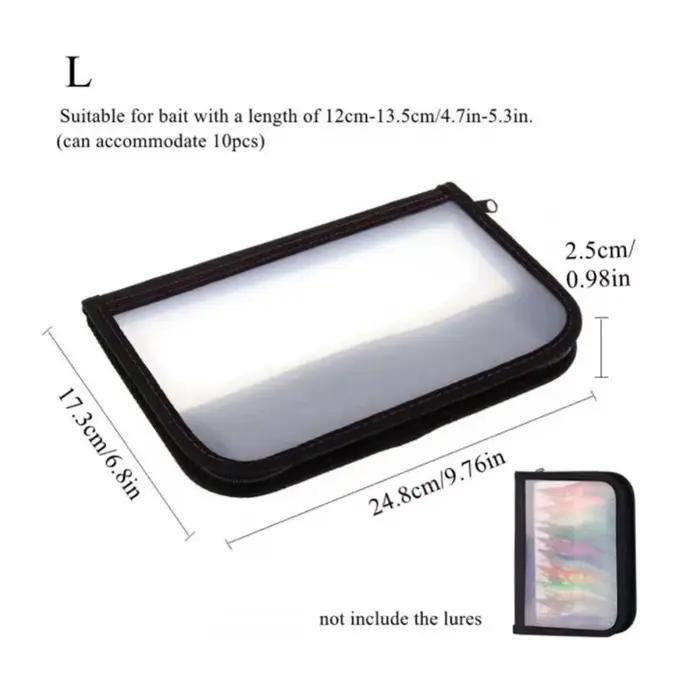 Boîte de rangement transparente pour leurres calamars - Étui pêche avec fermeture éclair double sens
