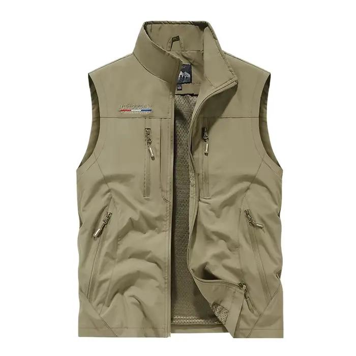 Veste utilitaire pêche photographe - Veste ample multi-poches pour pêche outdoor grande taille