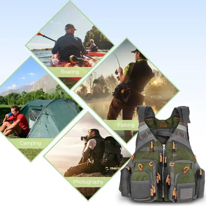 Gilet de sauvetage pêche flottant Lixada - Veste sécurité kayak pêche avec mousse EPE pour navigation