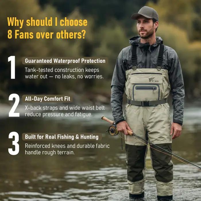 Waders de pêche néoprène 3 couches homme et femme, imperméables respirants et légers pour chasse