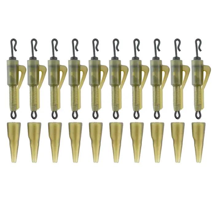 Hirisi 10 clips hybrides quick change anti-emmêlement pour pêche à la carpe avec cône caoutchouc