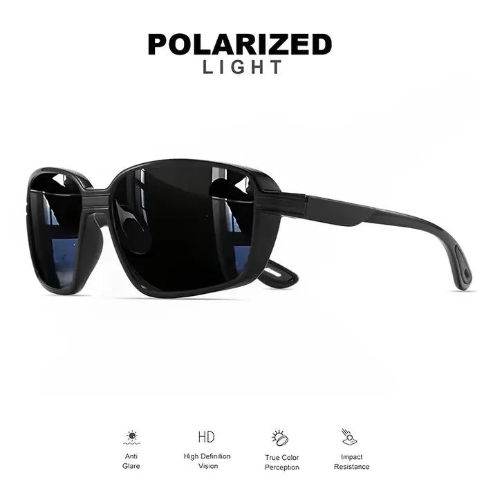 Lunettes de pêche polarisées sport carrées oversize - Protection UV400, ajustement enveloppant pour pêcheurs