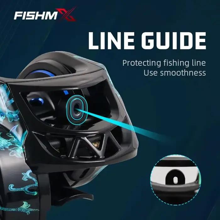 Moulinet baitcasting Fishmx anti-explosion avec frein magnétique 7.2:1 pour pêche longue portée