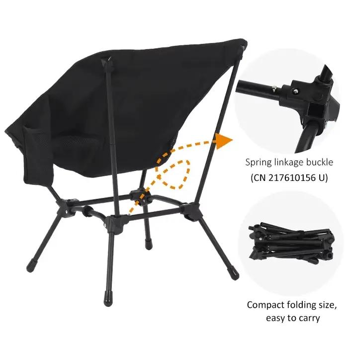 Chaise pliante carrée stable à 4 pieds pour pêche sur terrain accidenté et berges instables