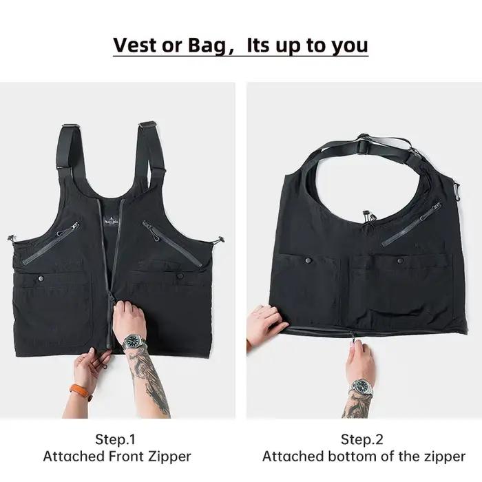 Veste sans manches homme été 2023 multi-pockets grande capacité pour pêche et travail