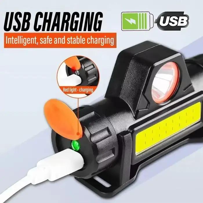 Lampe frontale pêche LED rechargeable 2 modes avec aimant queue détachable pour pêche et camping